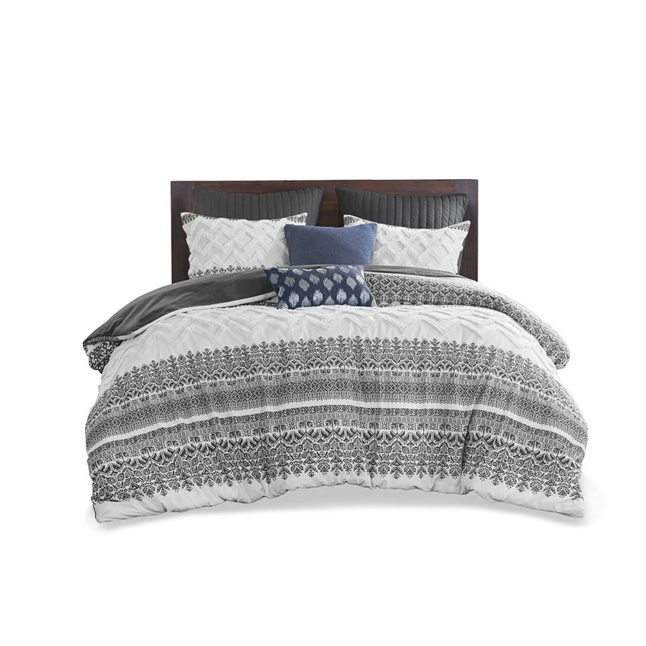 Gracie Mills Robbins Chenille Tufted 3-Piece Cotton Duvet Cover Set - Grace-12891